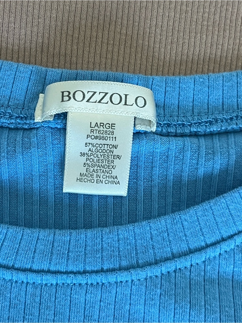 Stack of Cropped Ribbed Short Sleeve Tops - Black, Blue, Taupe - Picture 7 of 8